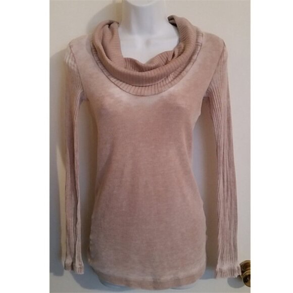 SPLENDID grunge distressed wash top runs S/Xs cowl - Picture 1 of 5